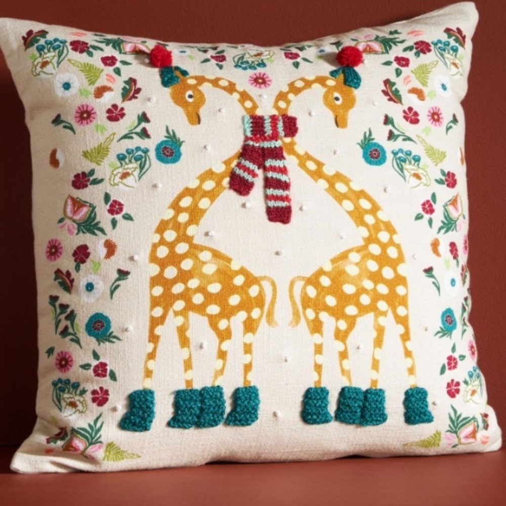 Anthropologie claus  embroidered pillow new out of package
